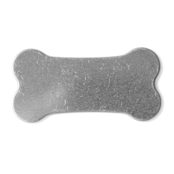 Bone-shaped metal tag on a white background MetalStampingBlank