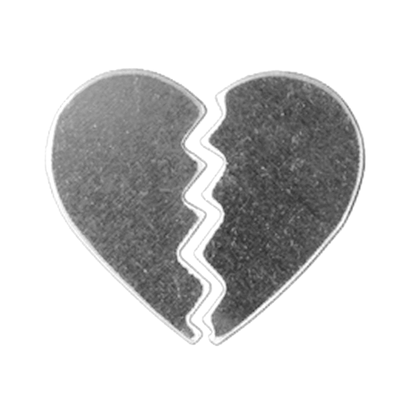 Gray broken heart symbol on a white background MetalStampingBlank