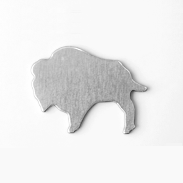 Metallic silver bison silhouette on a white background MetalStampingBlank
