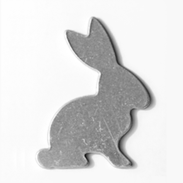 Gray bunny-shaped object on a white background MetalStampingBlank