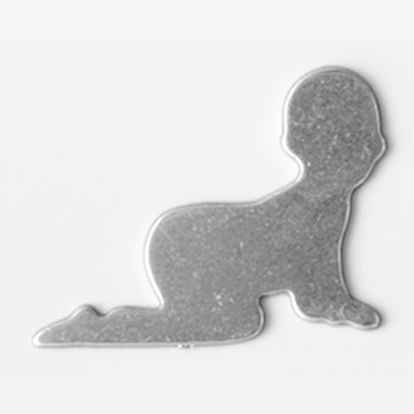 Metallic silver silhouette of a person on a white background MetalStampingBlank