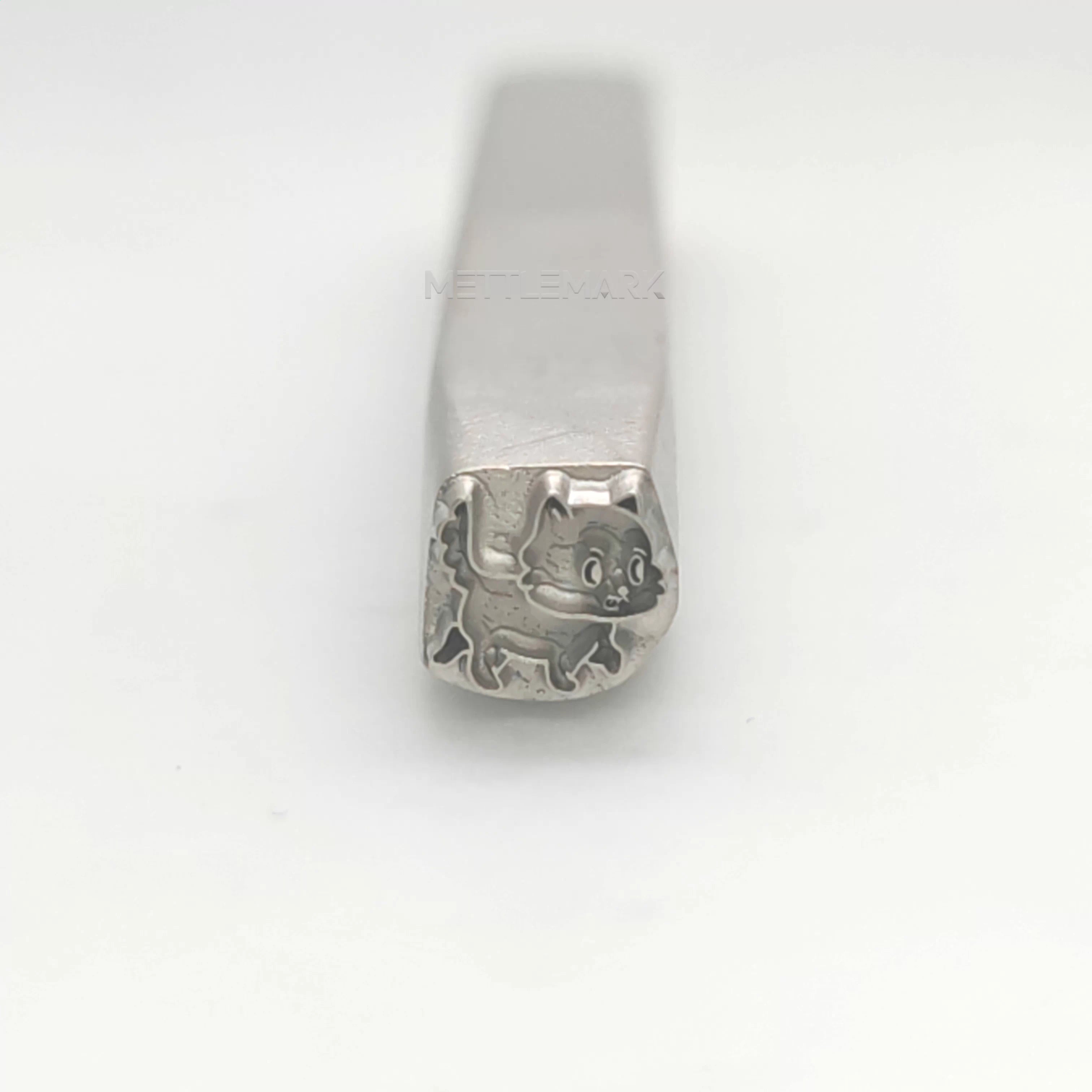 Custom Metal Design Stamp Kitten Walking in Joyful Steps - Memk-0811
