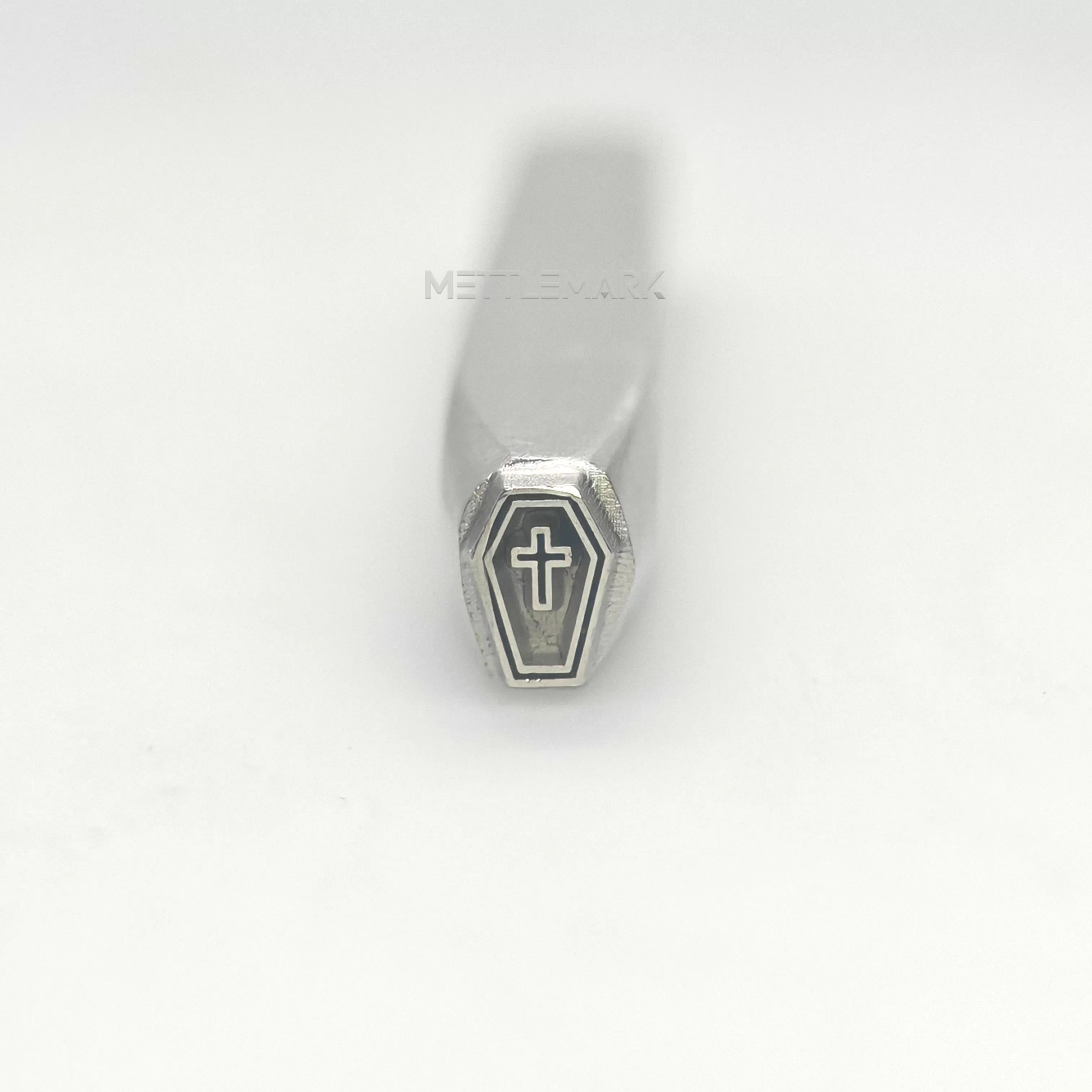 Custom Metal Stamp Halloween Cross Tombstone 6 Symbol Metal Design Stamp - Memk-0009