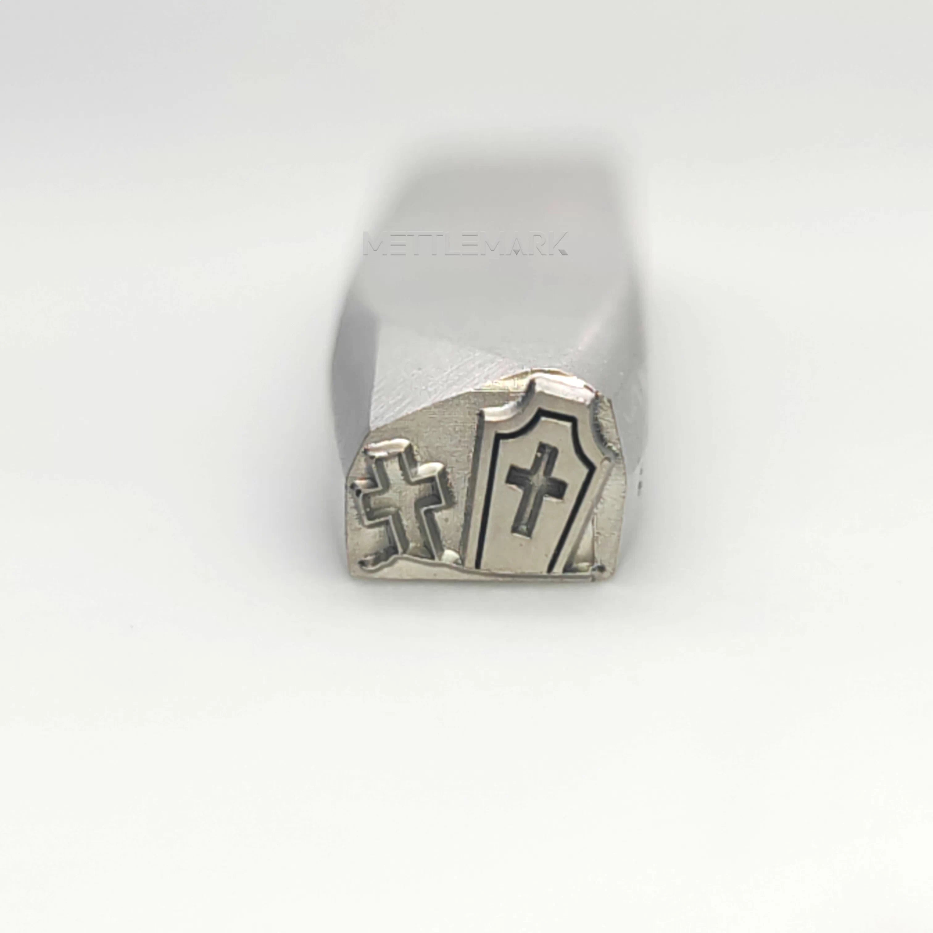 Custom Metal Stamp Halloween Cross & Tombstones Symbol Metal Design Stamp - Memk-0003