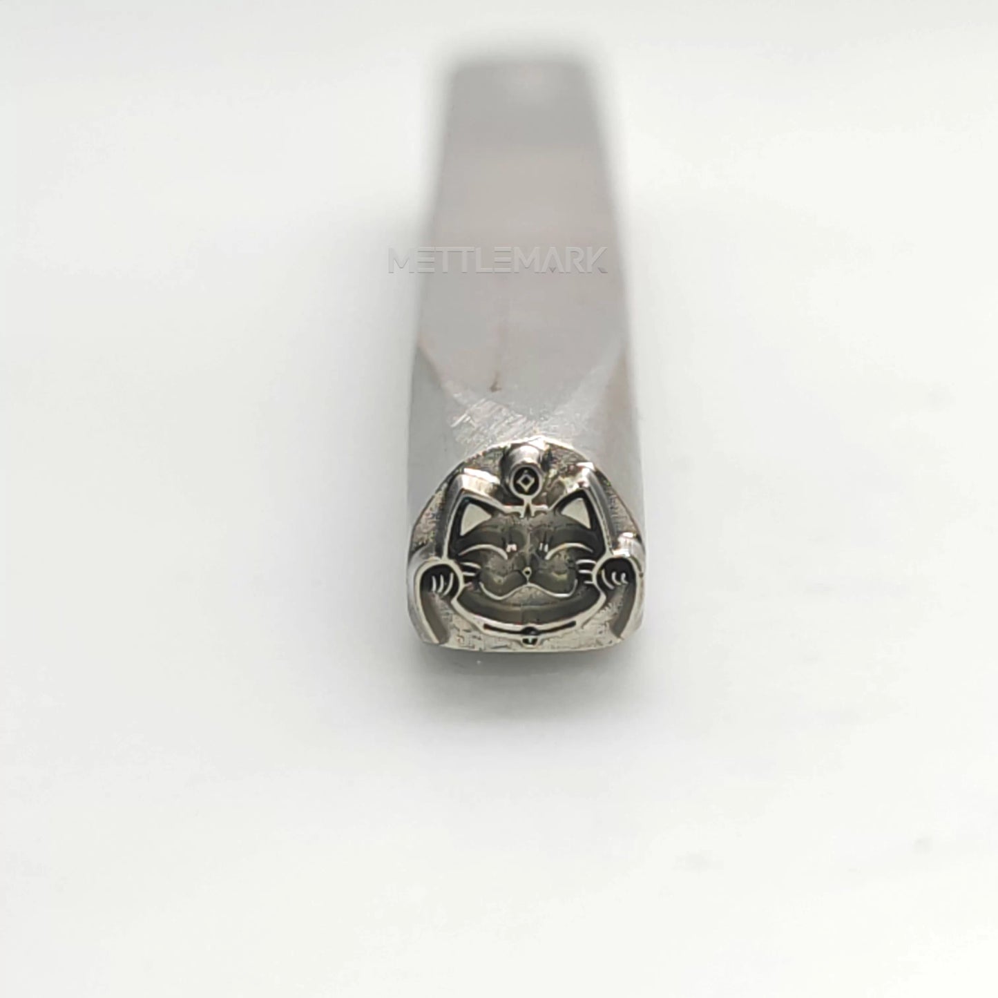 Custom Metal Design Stamp Lucky Cat Maneki-neko Waves to Welcome Fortune - Memk-0576