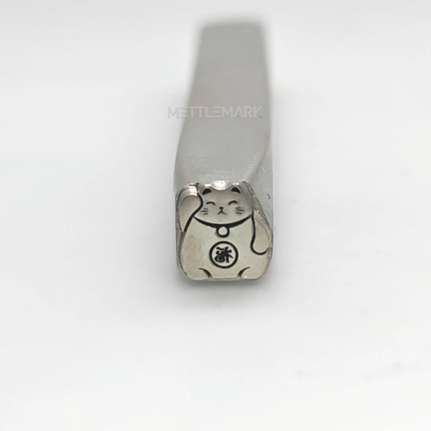 Custom Metal Design Stamp Lucky Cat Waving Hand - Memk-0590