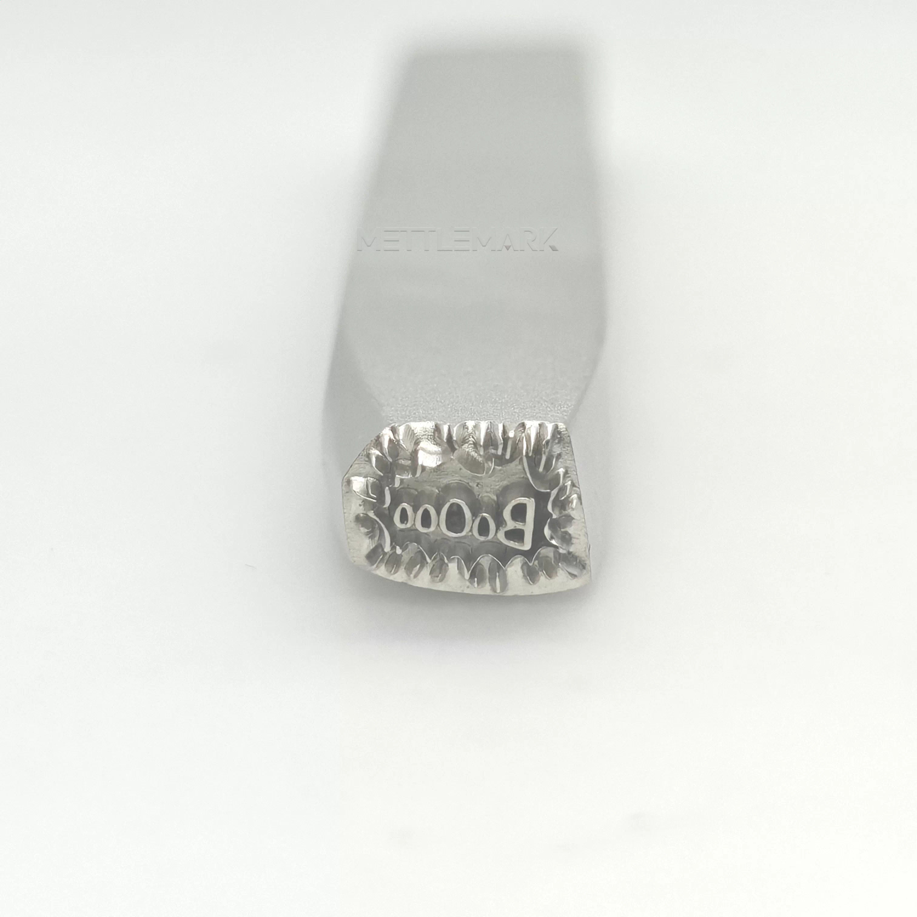 Metal stamping tool with Text boooo