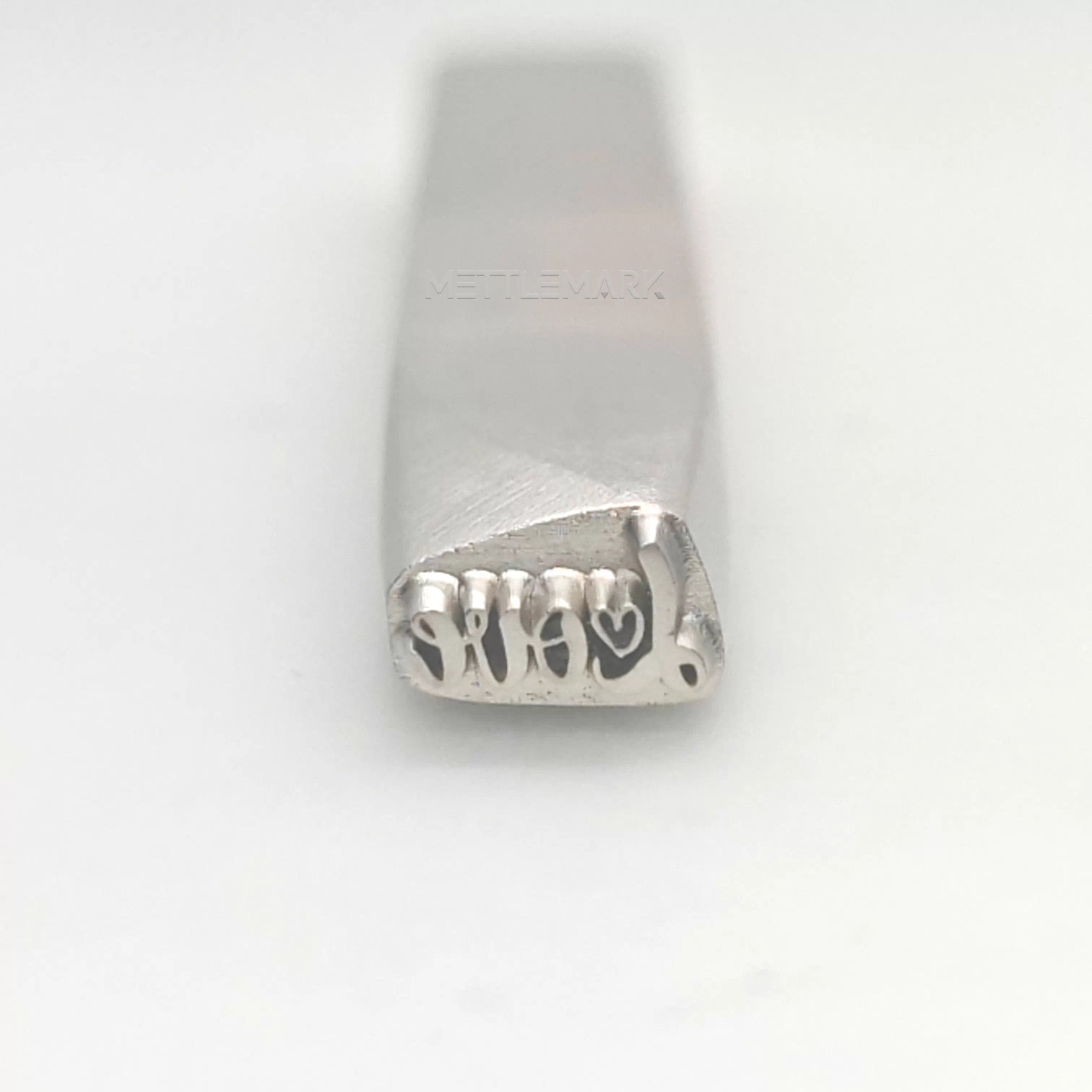 Metal stamping tool with Text love