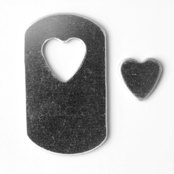 Dog Tag with Heart Deburred Metal Stamping Blank - Memk-018