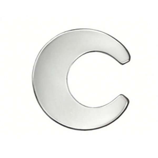 Silver crescent moon-shaped object on a white background MetalStampingBlank