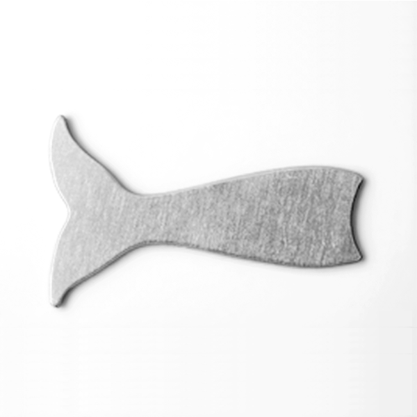 Gray whale fin-shaped object on a white background MetalStampingBlank