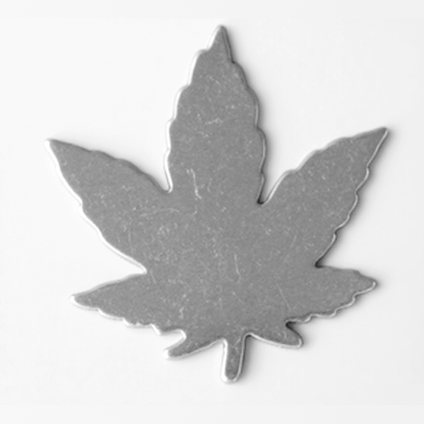 Gray cannabis leaf-shaped object on a white background MetalStampingBlank