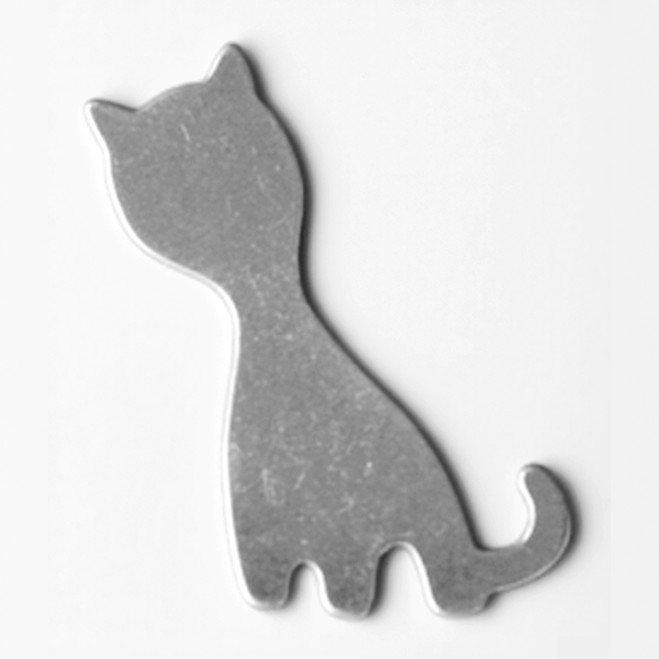 Gray cat-shaped object on a white background MetalStampingBlank