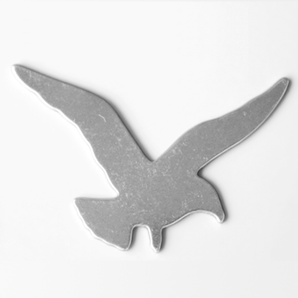 Metallic silver bird-shaped bottle opener on a white background MetalStampingBlank
