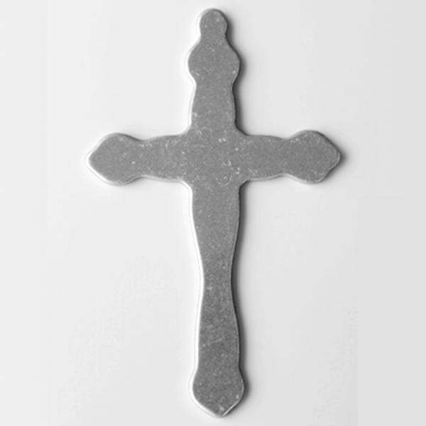 Gray cross-shaped object on a white background MetalStampingBlank