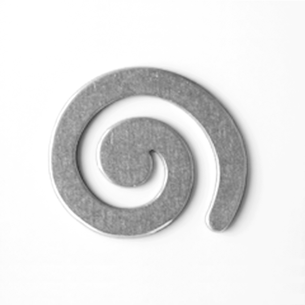 Metallic spiral object on a white background MetalStampingBlank