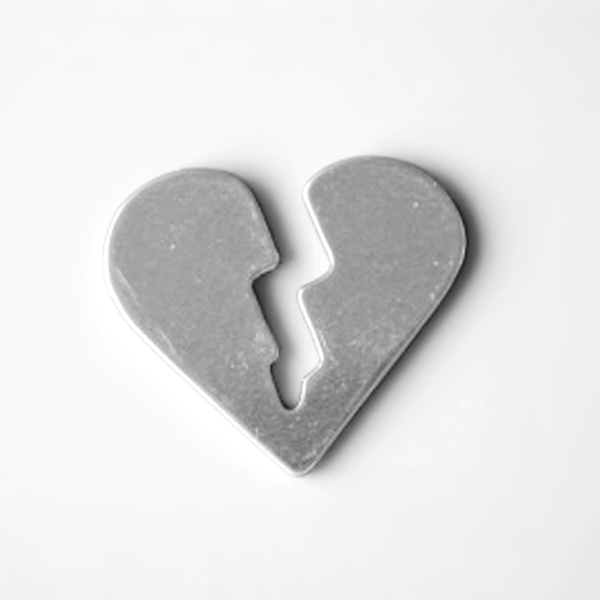 Gray broken heart shape on a white background MetalStampingBlank