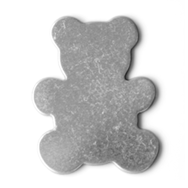 Gray teddy bear-shaped mat on a white background MetalStampingBlank