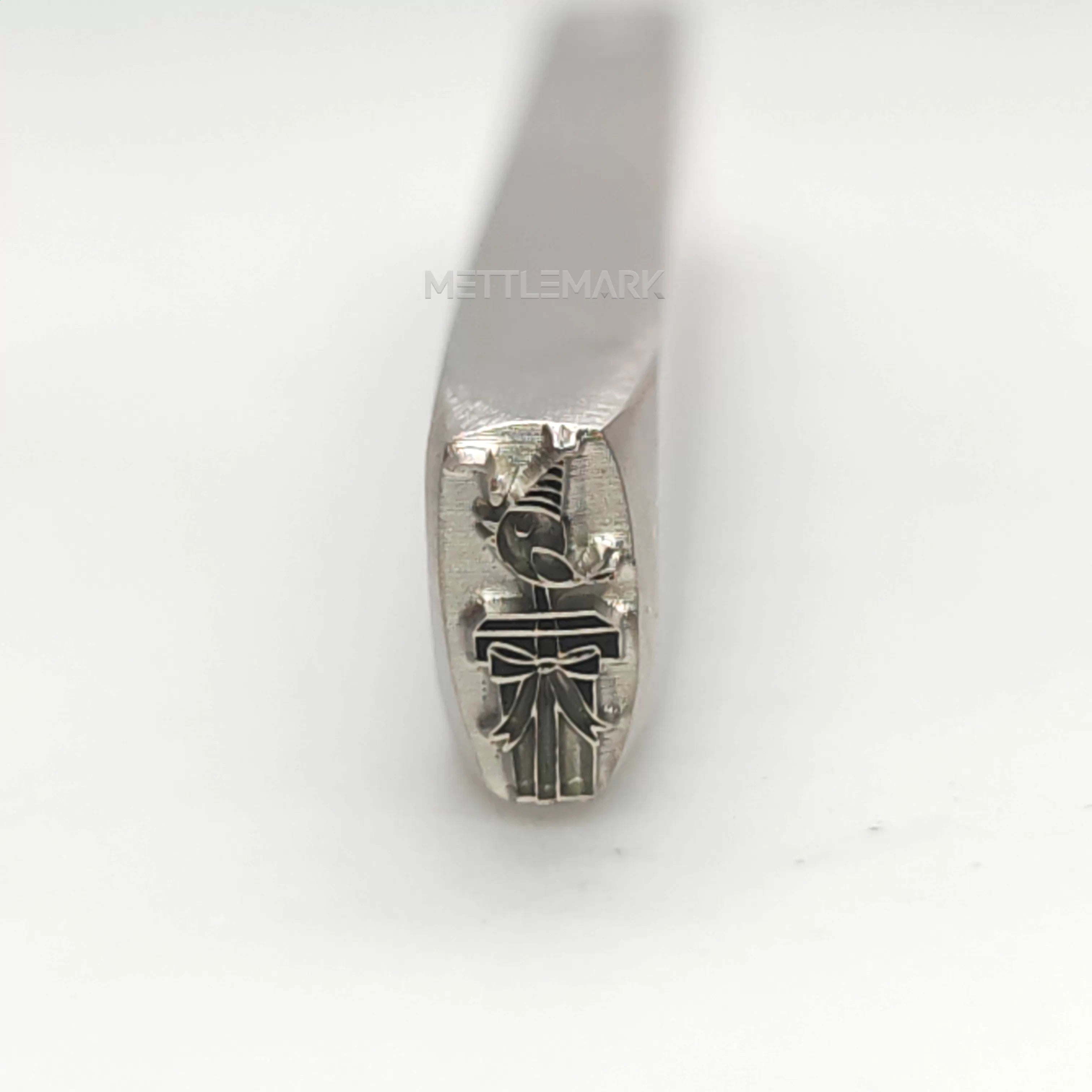 Custom Metal Design Stamp Birthday Singing Bird on A Gift Box - Memk-0832