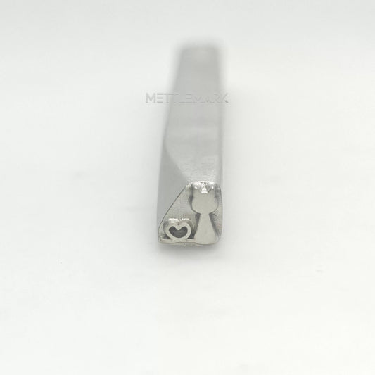 Custom Metal Design Stamp Cat & Heart Tail - Memk-0804