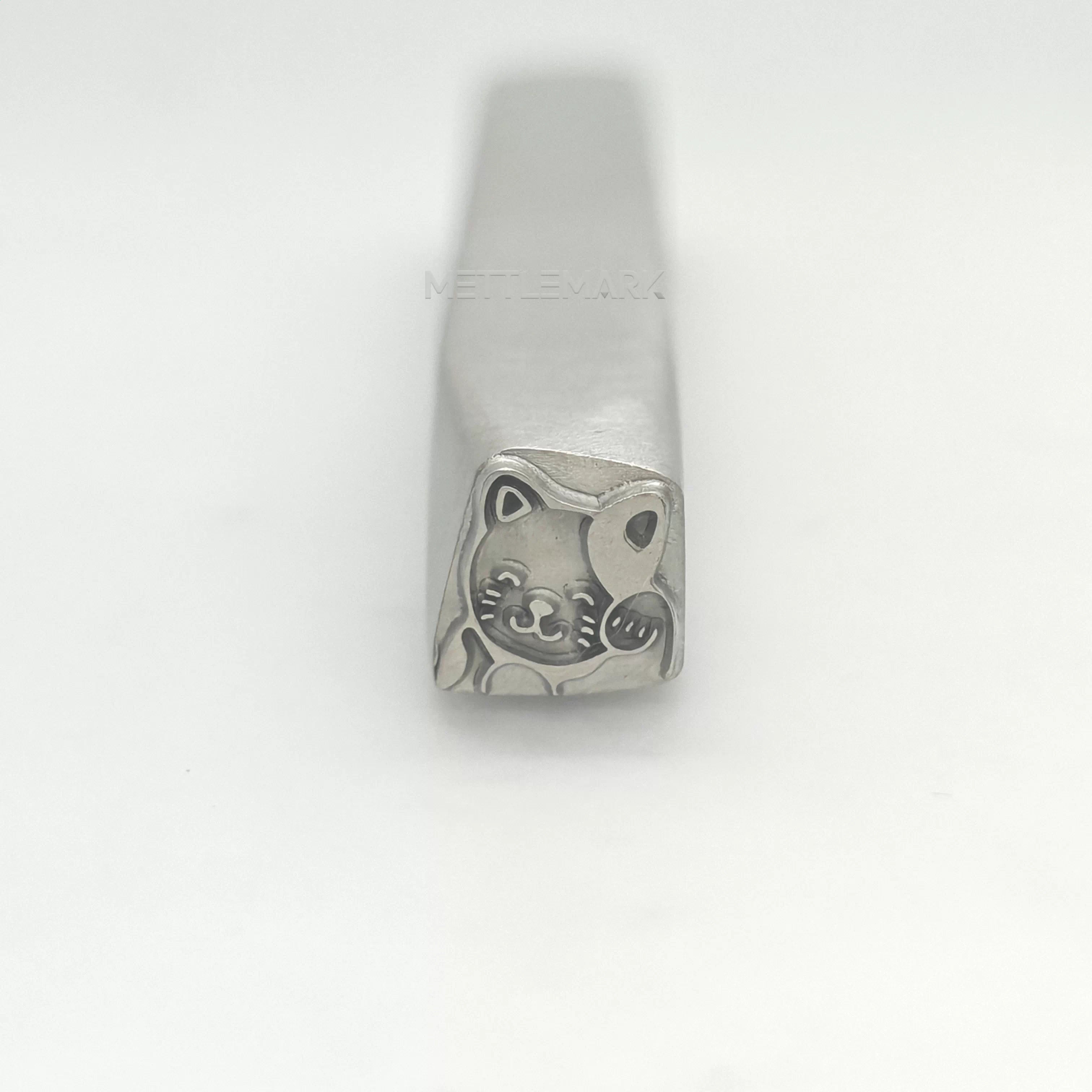 Custom Metal Design Stamp Cat Maneki Neko Waving Hand - Memk-0799
