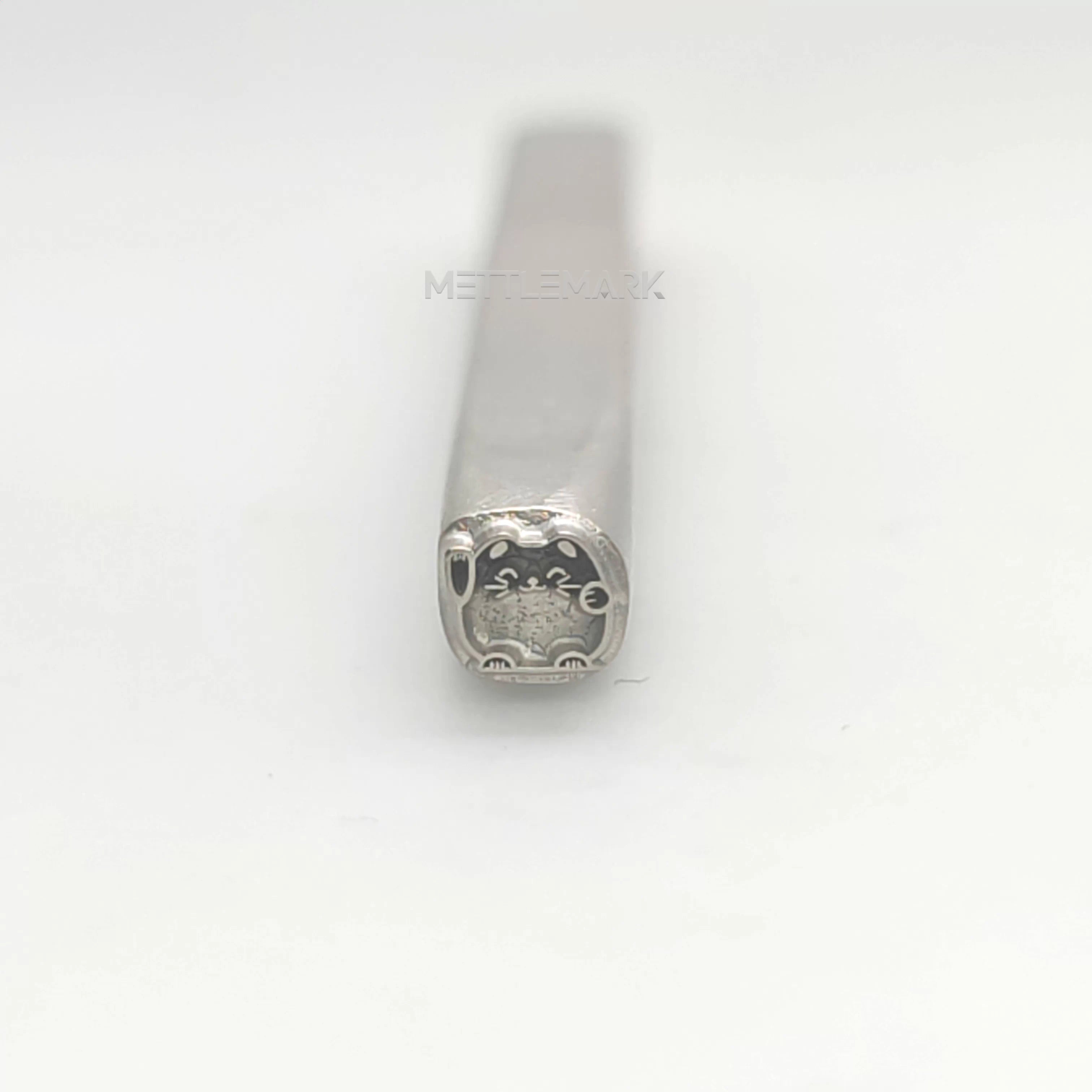 Custom Metal Design Stamp Cat Waving Maneki Neko - Memk-0791