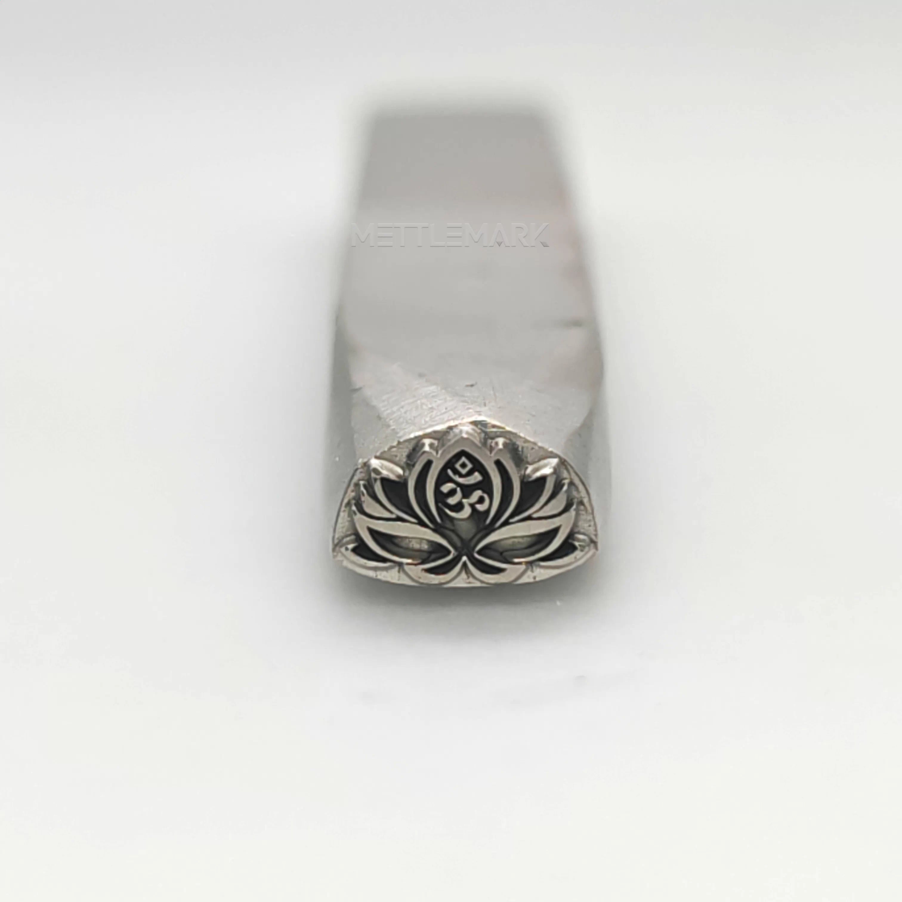 Custom Metal Design Stamp Lotus And Mantra Symbol - Memk-1035