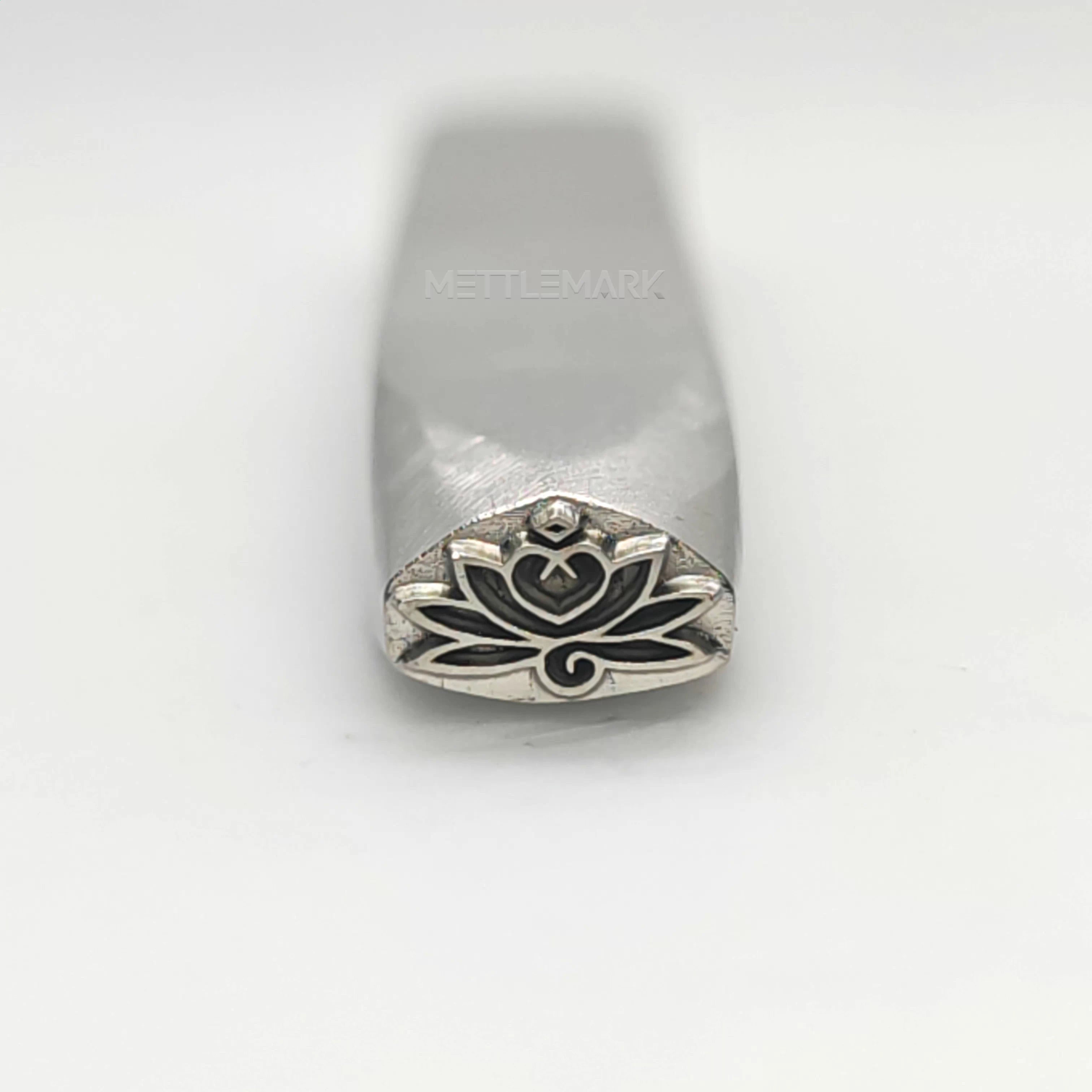 Custom Metal Design Stamp Lotus with Heart Symbol - Memk-1044