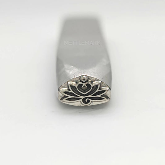 Custom Metal Design Stamp Lotus with Heart Symbol - Memk-1044