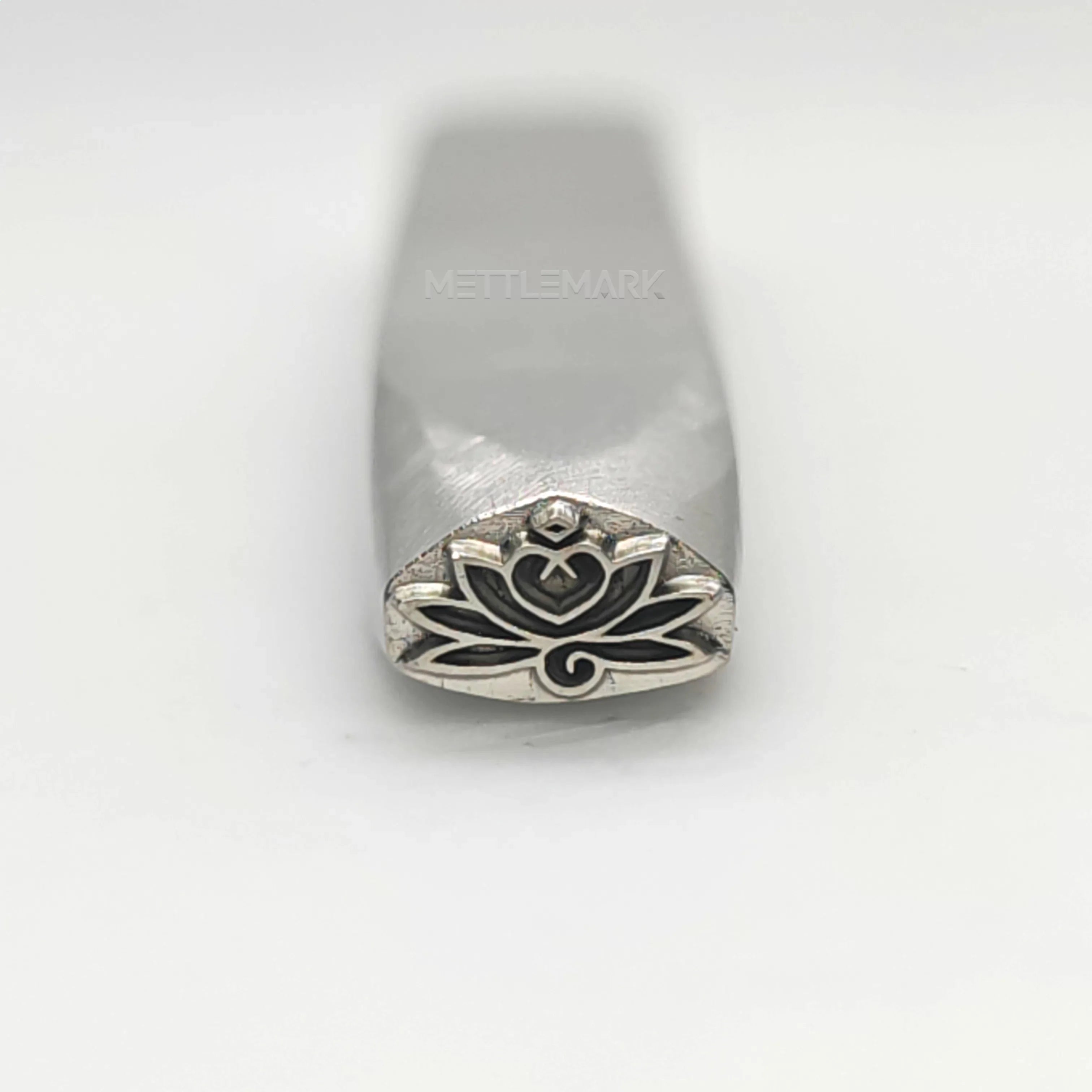 Custom Metal Design Stamp Lotus with Heart Symbol - Memk-1044