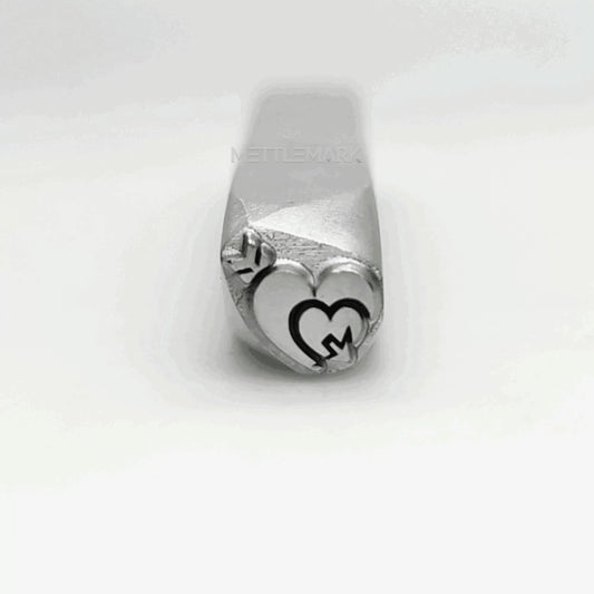 Custom Metal Design Stamp Love Cupid'S Arrow & Connecting Two Hearts - Memk-0725