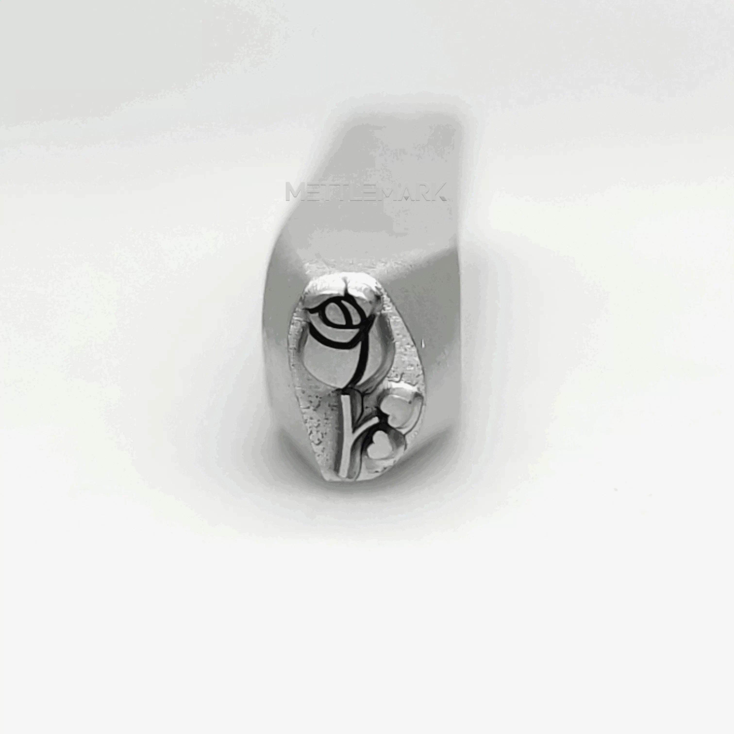 Custom Metal Design Stamp Love Rose & Bud Symbol Metal Design Stamp - Memk-0742