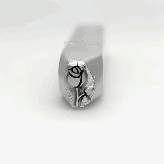 Custom Metal Design Stamp Love Rose & Bud Symbol Metal Design Stamp - Memk-0742