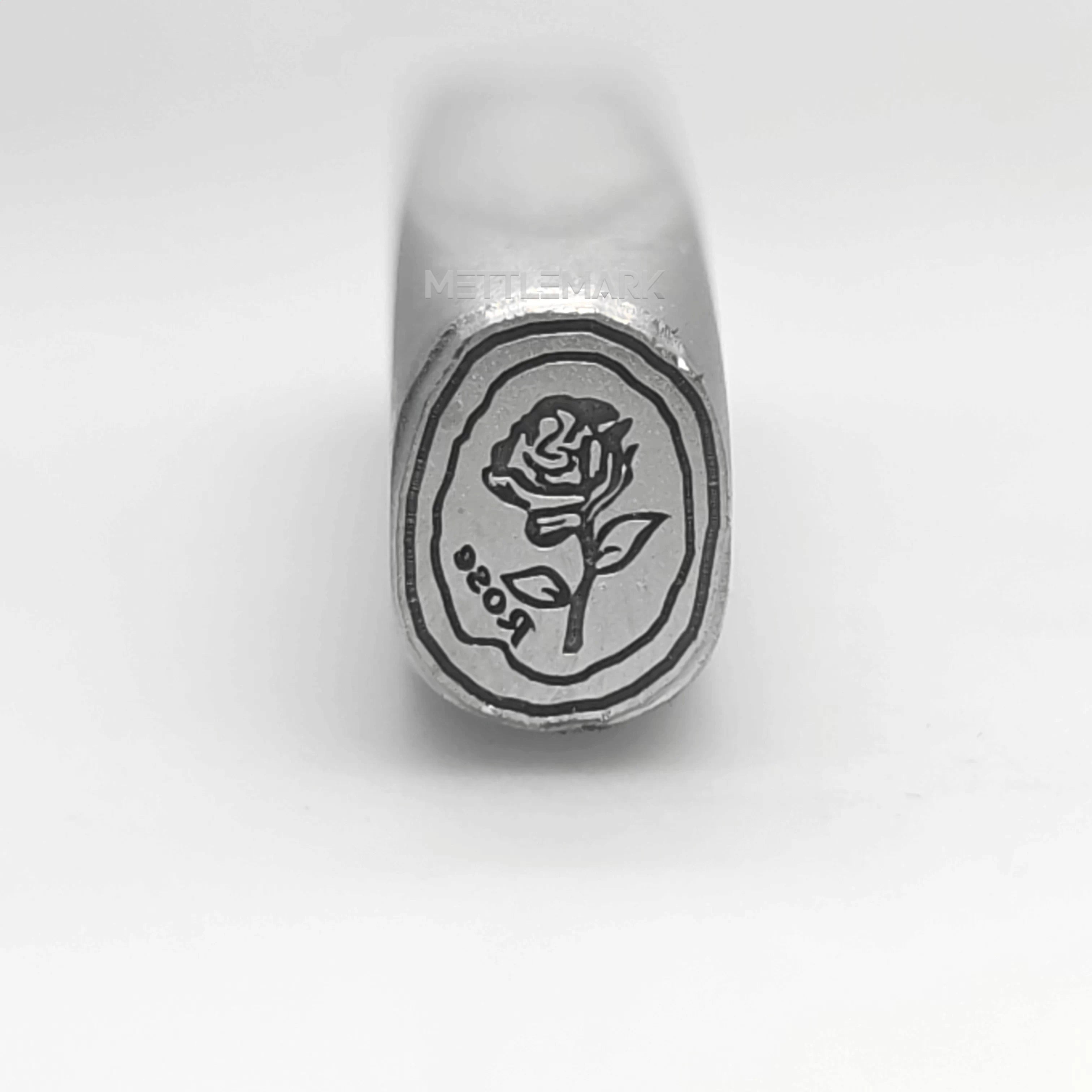 Custom Metal Design Stamp Love Rose  with WORD Rose - MC-0743