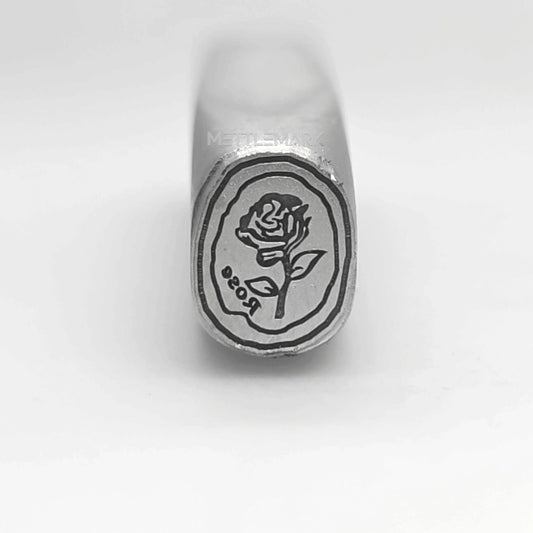 Custom Metal Design Stamp Love Rose  with WORD Rose - MC-0743