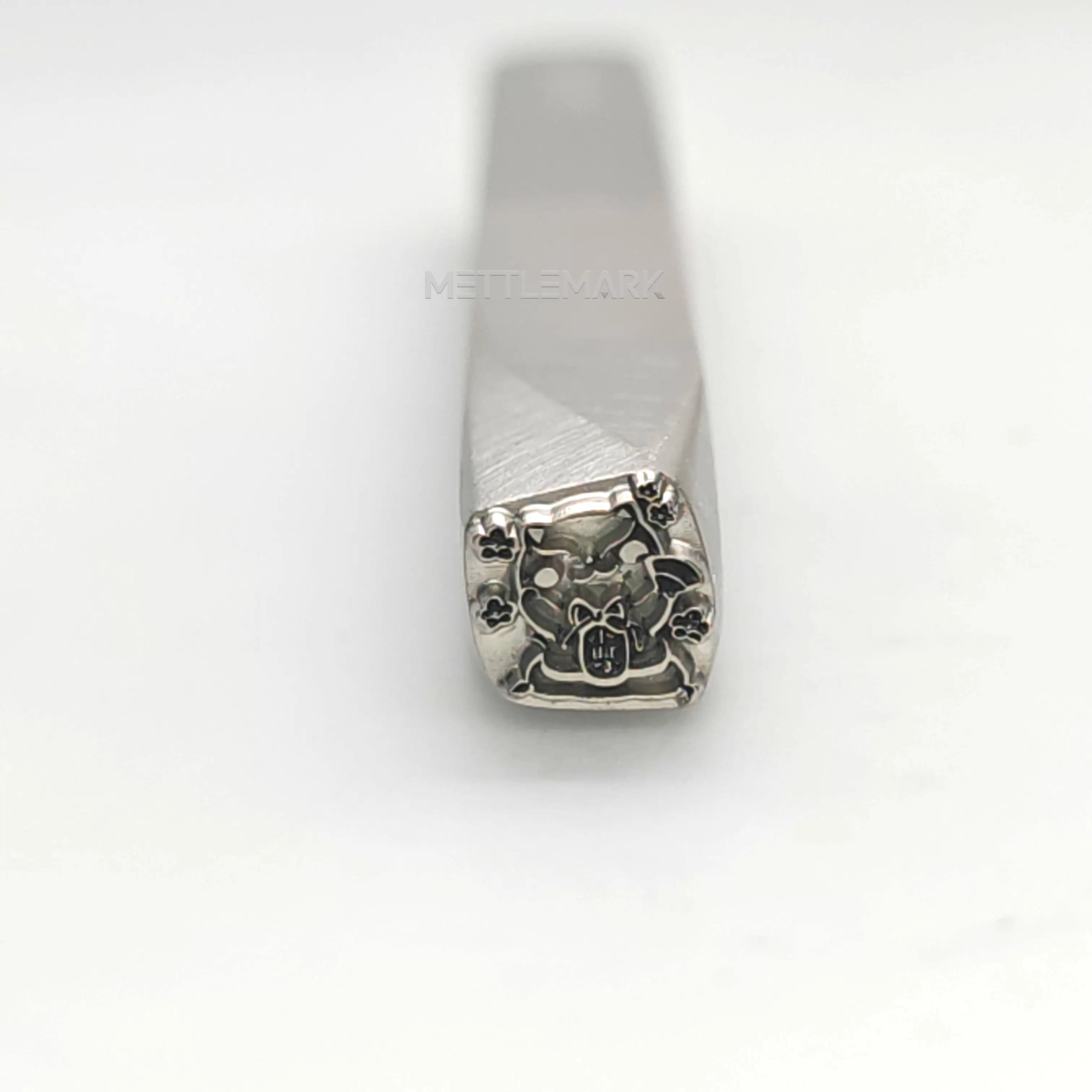 Custom Metal Design Stamp Lucky Cat Maneki-neko Waves to Welcome Fortune - Memk-0568