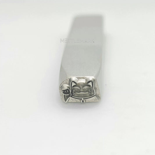 Custom Metal Design Stamp Lucky Cat Maneki-neko Waves to Welcome Fortune - Memk-0577