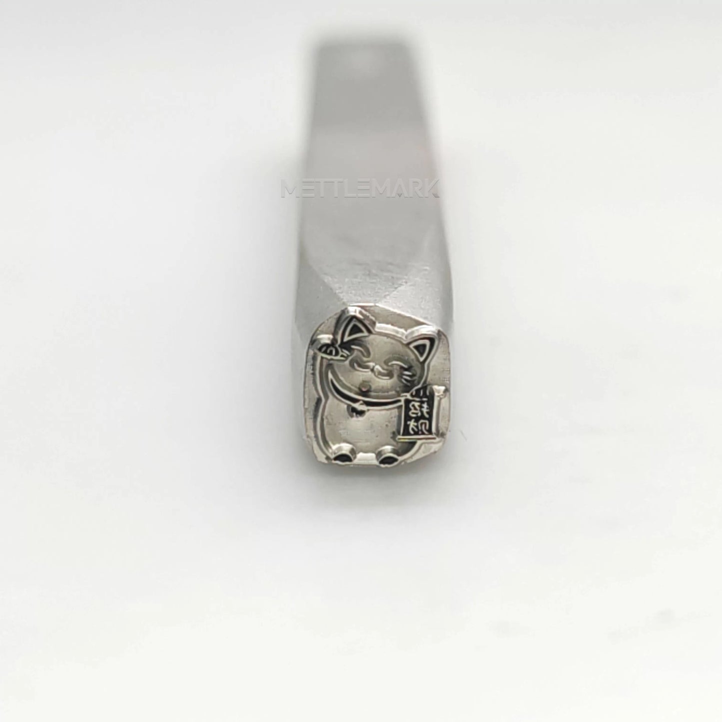 Custom Metal Design Stamp Lucky Cat Maneki-neko Waves to Welcome Fortune- Memk-0586
