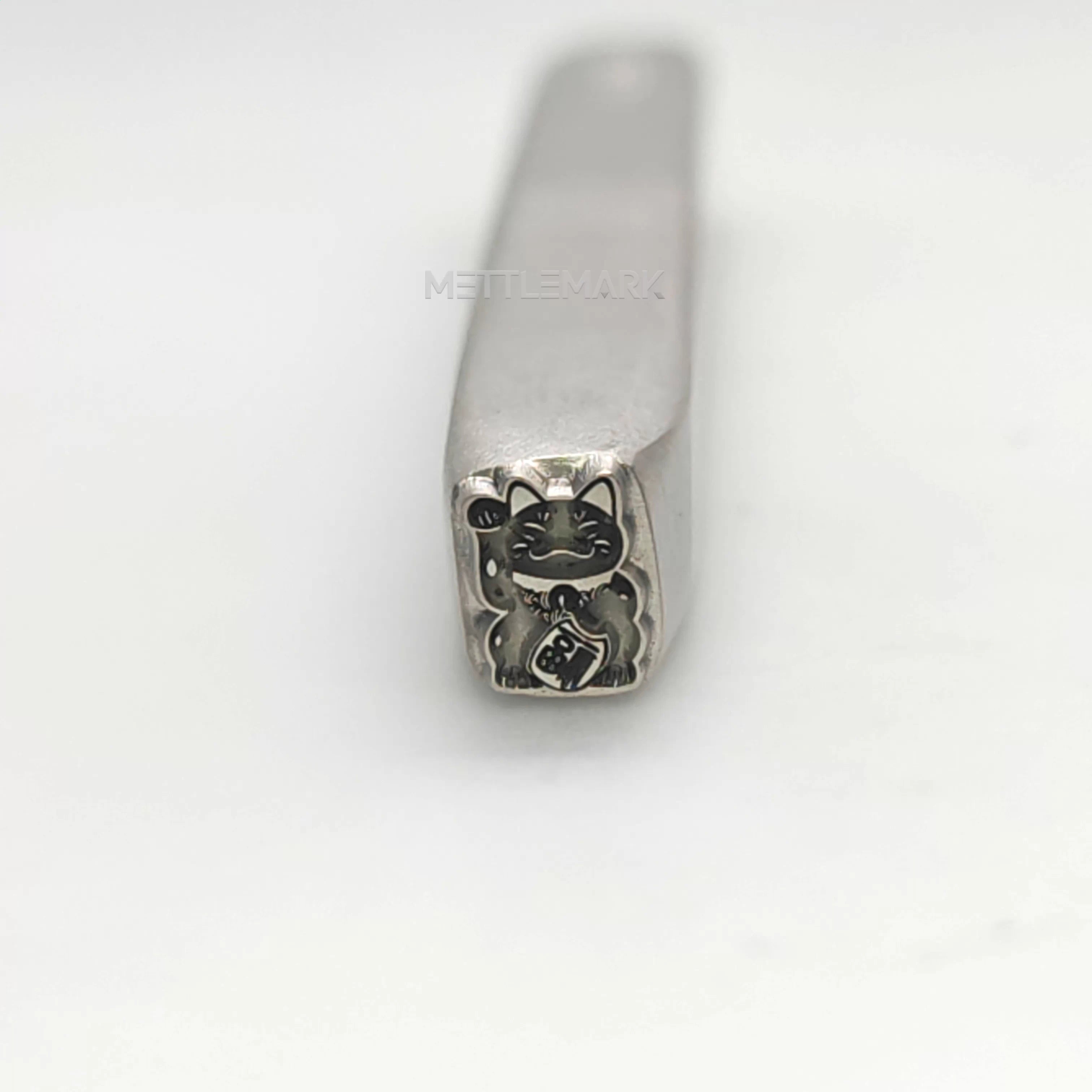 Custom Metal Design Stamp Lucky Cat Waving Hand- Memk-0588