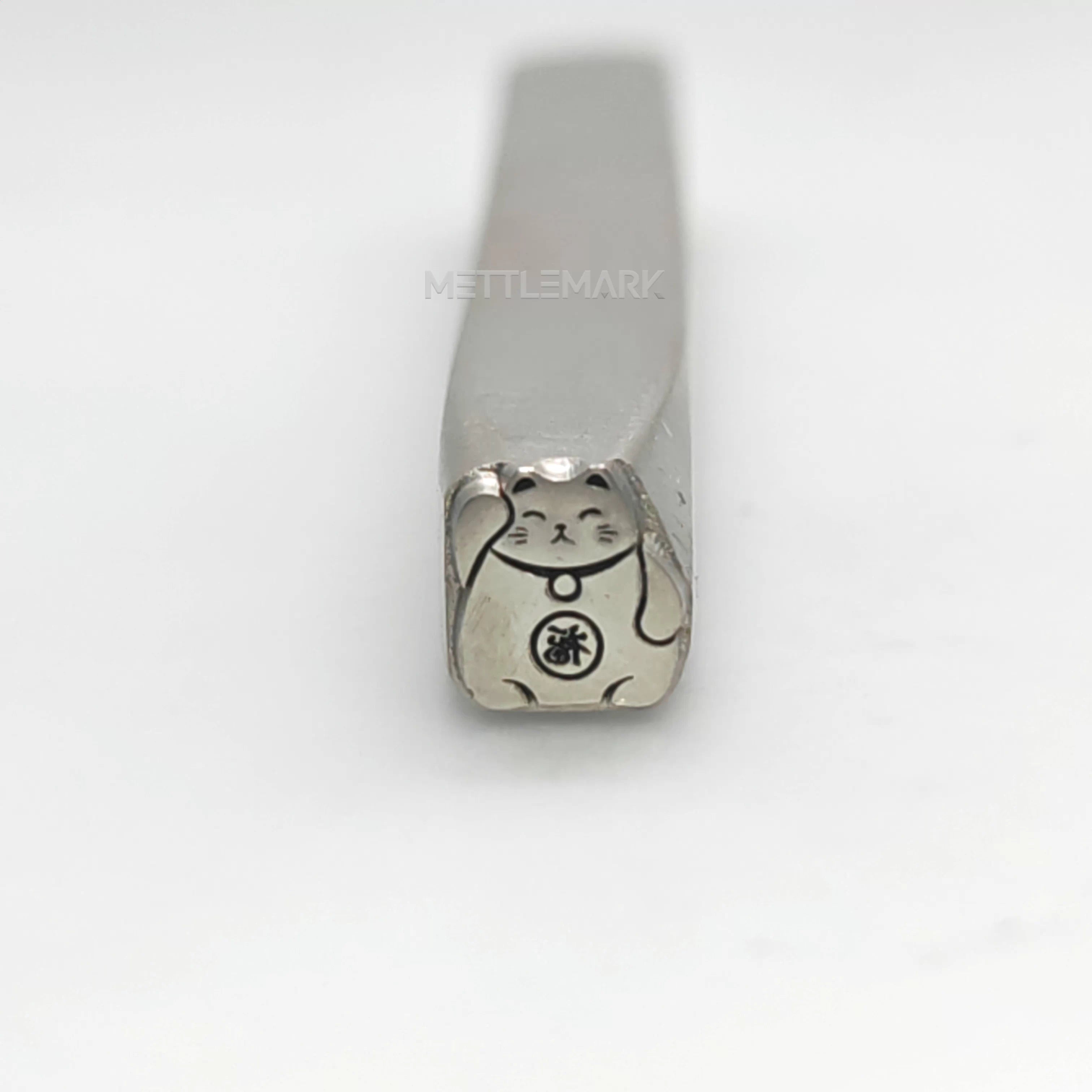 Custom Metal Design Stamp Lucky Cat Waving Hand - Memk-0590