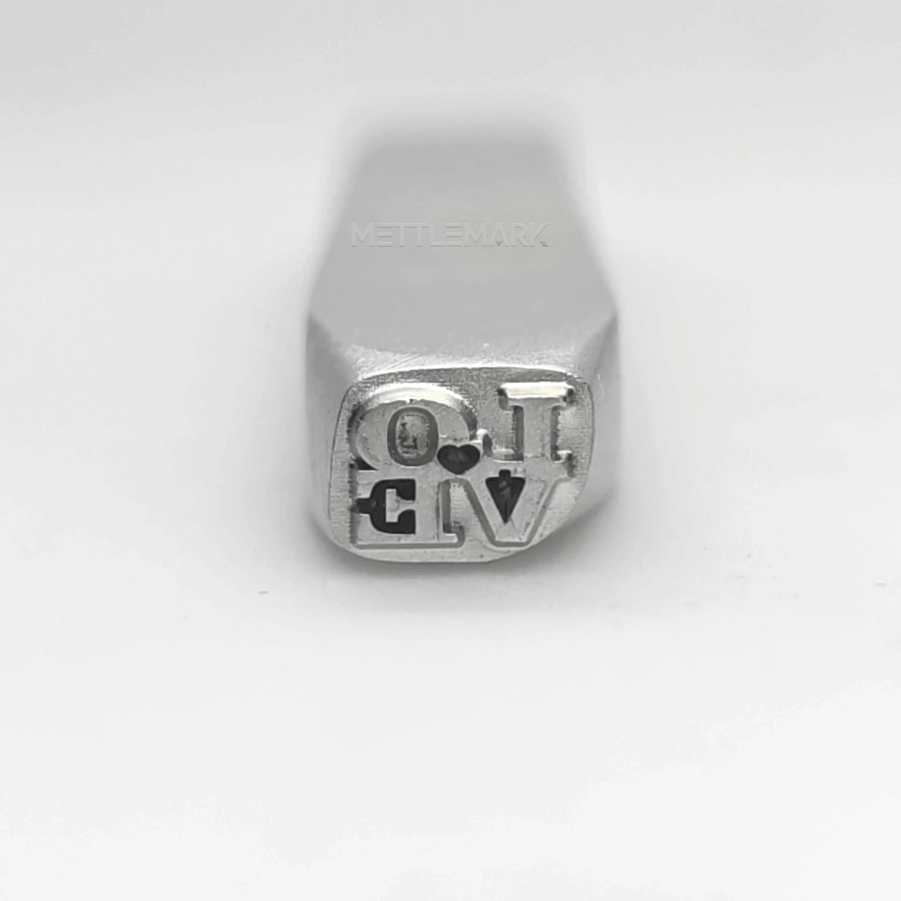 Custom Metal Design Stamp Text LOVE & Heart - Memk-0597
