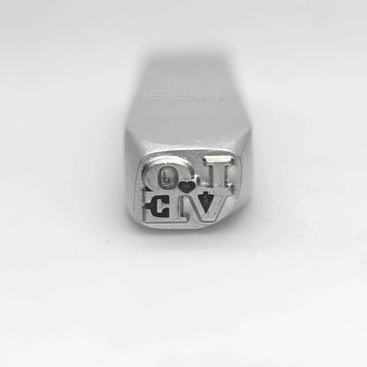 Custom Metal Design Stamp Text LOVE & Heart - Memk-0597