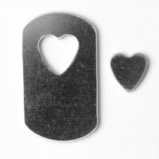 Dog Tag with Heart Deburred Metal Stamping Blank - Memk-018